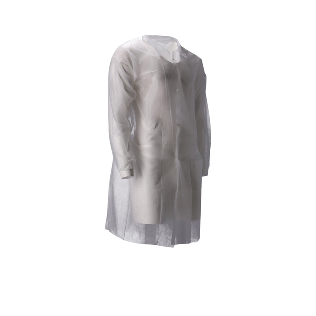 Bezoekersjas CMT M non-woven drukknopen 104cm lang PP wit — Foto 2 van 2