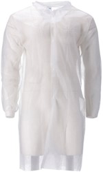 Bezoekersjas CMT L non-woven drukknopen 104cm lang PP wit