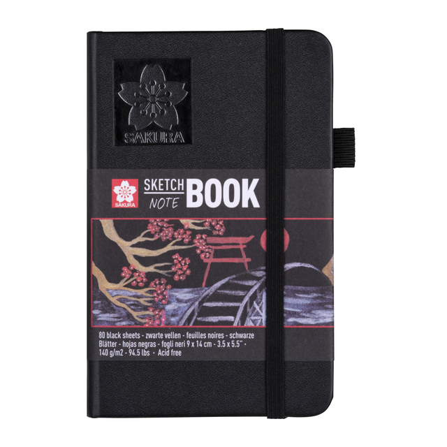Schetsboek Sakura 80 zwarte vellen 140gr 90x140mm zwart afbeelding