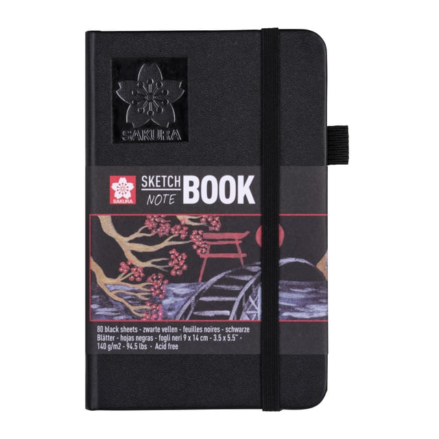 Schetsboek Sakura 80 zwarte vellen 140gr 90x140mm zwart afbeelding