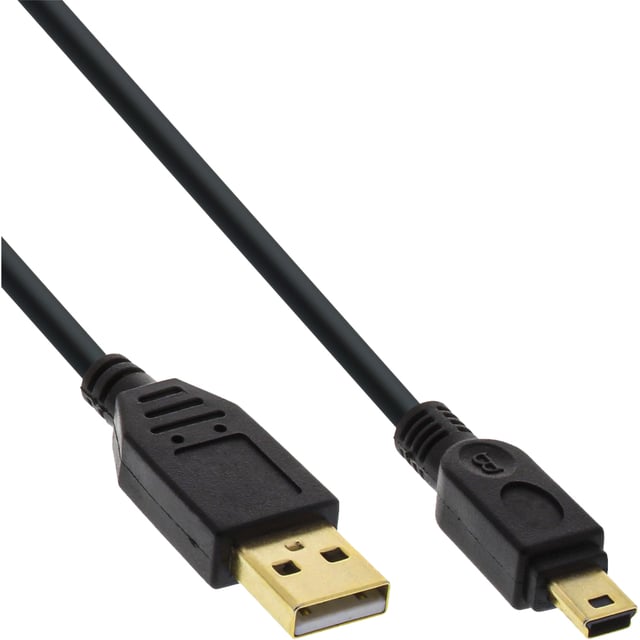 Kabel Inline USB-A USB mini-B 2.0 M 5pin 2 meter zwart afbeelding