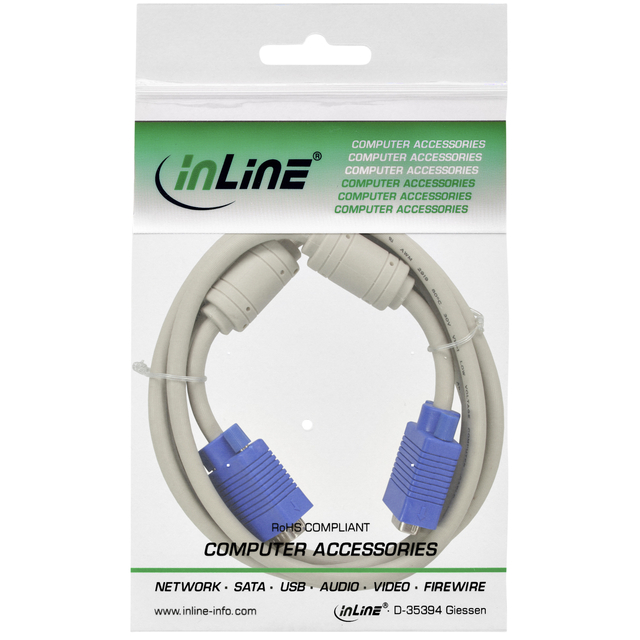 Kabel Inline S VGA 15HD M-M 2 meter beige en blauw — Foto 2 van 2
