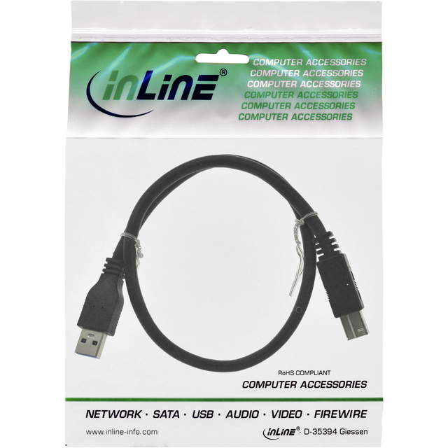 Kabel Inline USB-A USB-B 3.0 M 1.5 meter zwart — Foto 2 van 2