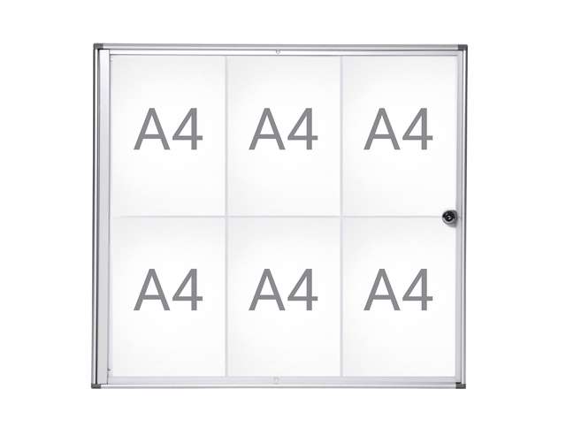 Binnenvitrine wand MAULextraslim whiteboard 6xA4 met slot afbeelding