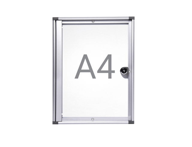 Binnenvitrine wand MAULextraslim whiteboard 1xA4 met slot afbeelding