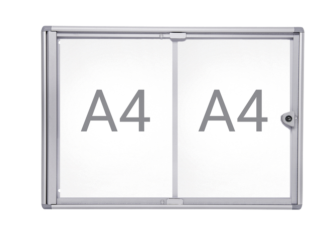 Binnenvitrine wand MAULextraslim whiteboard 2xA4 met slot afbeelding