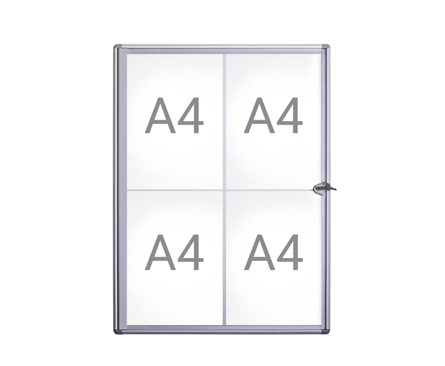 Binnenvitrine wand MAULextraslim whiteboard 4xA4 met slot afbeelding
