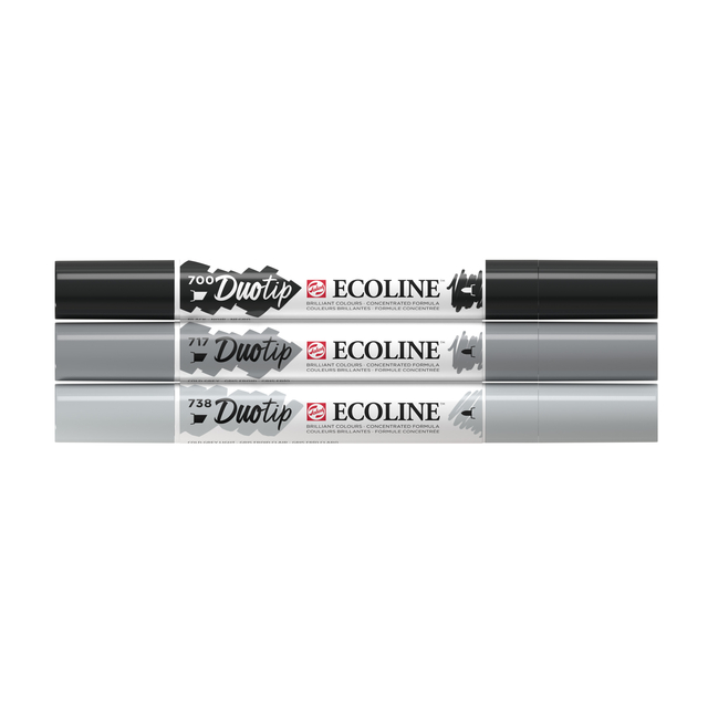 Duotip Talens Ecoline set à 3 stuks zwart en grijs afbeelding