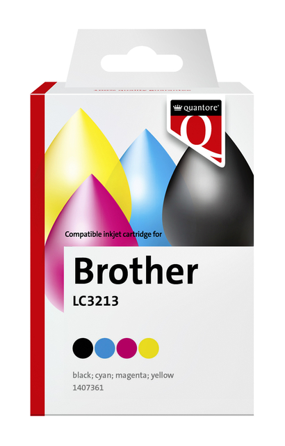 Inktcartridge Quantore alternatief tbv Brother LC3213 zwart + 3 kleuren afbeelding