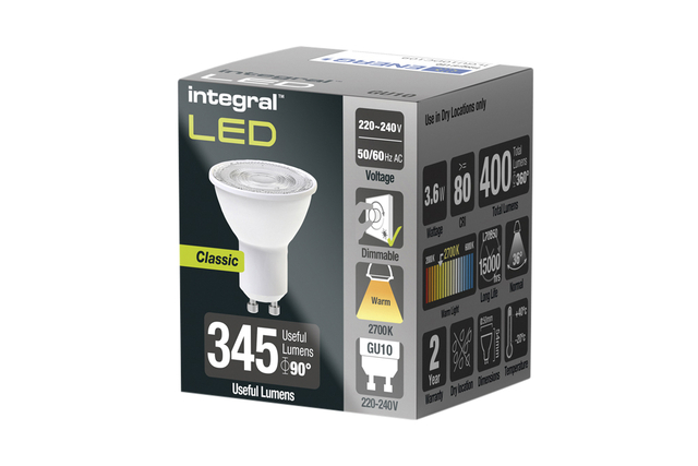 Ledlamp Integral GU10 2700K warm wit 3.6W 400lumen — Foto 2 van 2