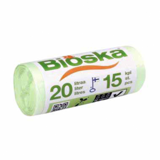 Afvalzak Bioska zetmeel 42x50cm 20 liter groen rol à 15 stuks afbeelding