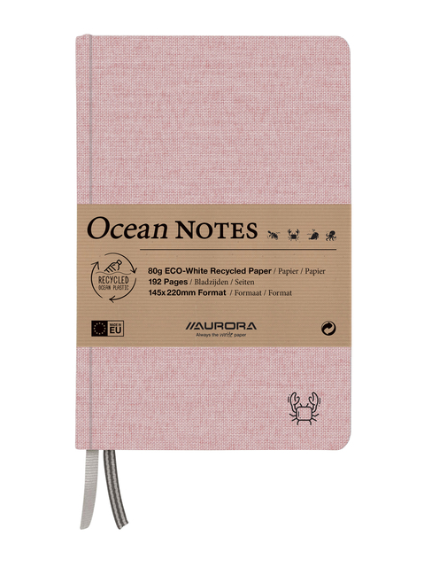 Notitieboek Aurora Ocean A5 192blz lijn 80gr linnenstructuur kaft rood afbeelding
