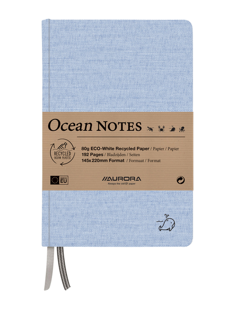Notitieboek Aurora Ocean A5 192blz lijn 80gr linnenstructuur kaft blauw afbeelding