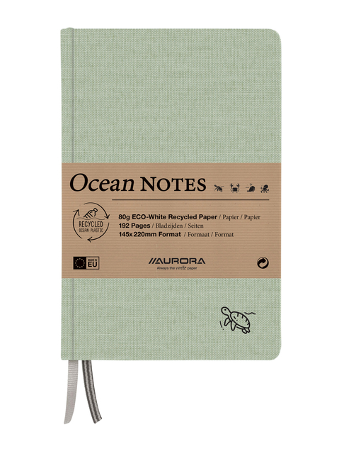 Notitieboek Aurora Ocean A5 192blz lijn 80gr linnenstructuur kaft groen afbeelding