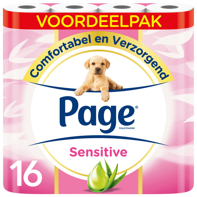 Toiletpapier Page Sensitive Aloë Vera 3-laags wit 140vel afbeelding