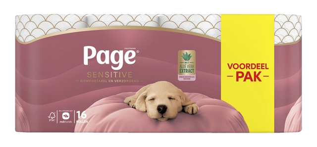 Toiletpapier Page Sensitive Aloë Vera 3-laags wit 140vel afbeelding