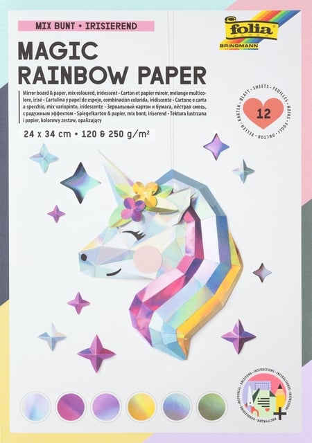 Regenboogpapier en karton Folia 24x34cm 120gr en 250gr 12 vel 6 tinten afbeelding