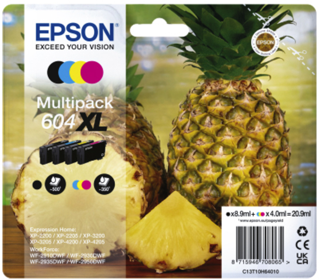 Inktcartridge Epson 604XL T10H64 zwart + 3 kleuren afbeelding