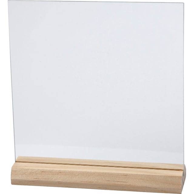 Glasplaat Creativ Company 15.5cmx15.5cm met houten voet 10 stuks afbeelding