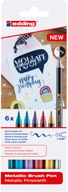 Brushpen edding 1340 metallic assorti set à 6 stuks afbeelding