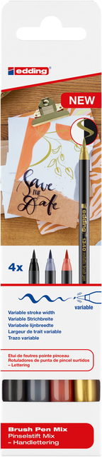 Brushpen edding 1340 letteringset assorti set à 4 stuks afbeelding