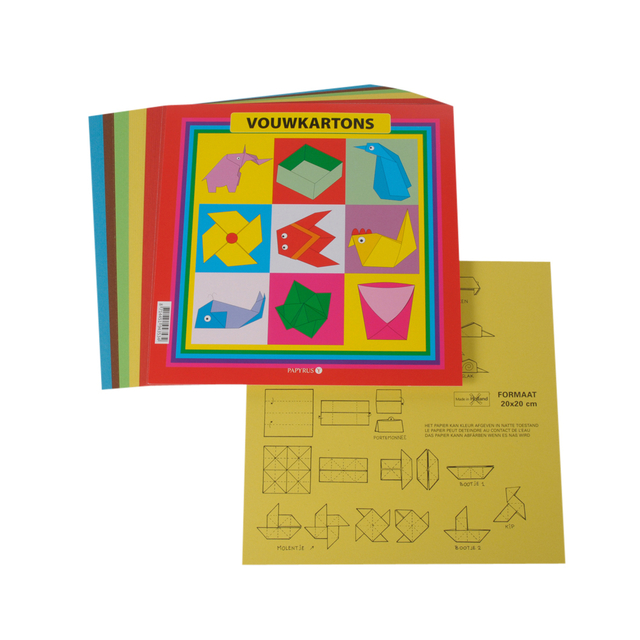 Vouwkarton vierkant 20x20cm 105gram assorti 40 vel afbeelding