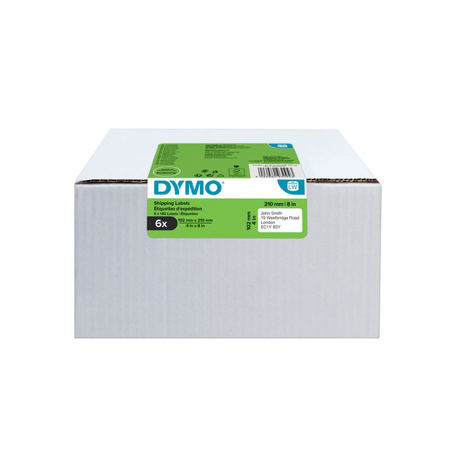 Etiket Dymo LabelWriter 5XL verzendlabel 102x210mm 6 rollen á 140 stuks wit afbeelding