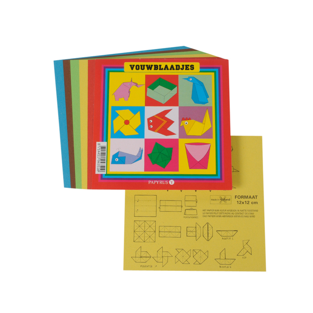 Vouwblaadjes vierkant 12x12cm 65gram assorti 90 vel afbeelding