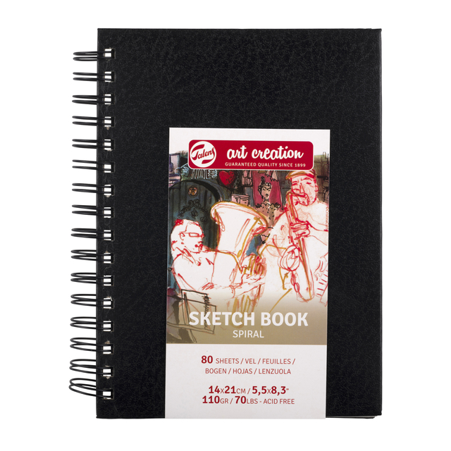 Schetsboek Talens Art Creation 80 witte vellen 110gr 140x210mm spiraal zwart afbeelding