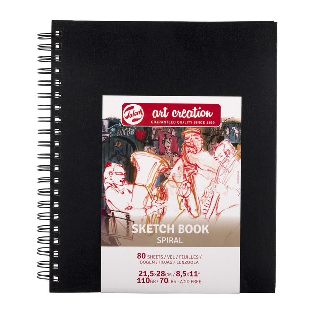 Schetsboek Talens Art Creation 80 witte vellen 110gr 210x280mm spiraal zwart afbeelding