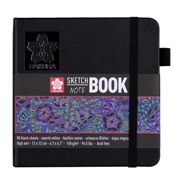 Schetsboek Sakura 80 zwarte vellen 140gr 120x120mm zwart afbeelding