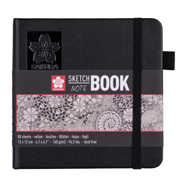 Schetsboek Sakura 80 witte vellen 140gr 120x120mm zwart afbeelding