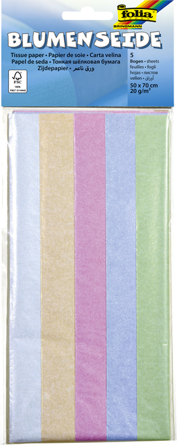 Zijdevloeipapier Folia 50x70cm 20gr iriserend assorti 5 vel afbeelding