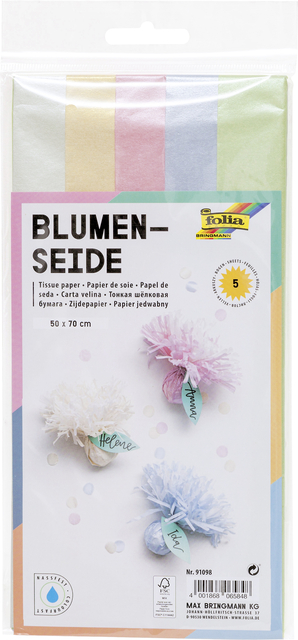 Zijdevloeipapier Folia 50x70cm 20gr iriserend assorti 5 vel afbeelding