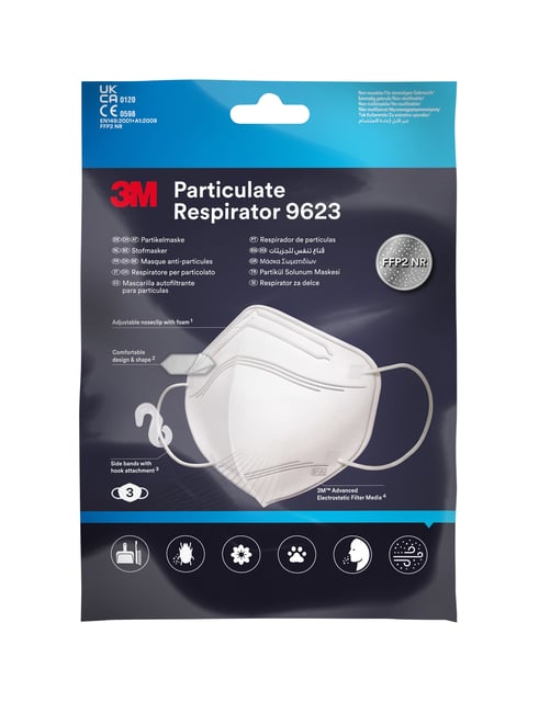 Stofmasker 3M huishoudelijk stof 9623 FFP2 3 stuks afbeelding