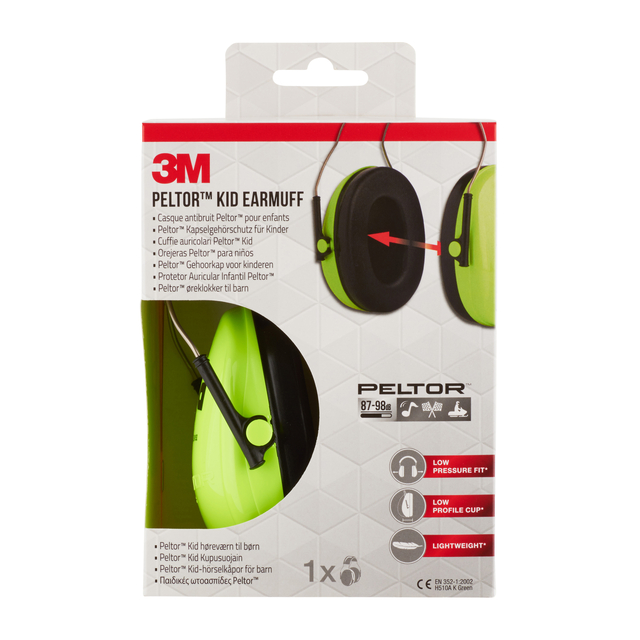 Oorkap 3M Peltor voor kinderen H510AK (87-98 dB) neongroen afbeelding