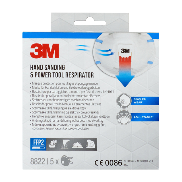Stofmasker 3M voor schuren 8822 FFP2 met ventiel 5 stuks afbeelding
