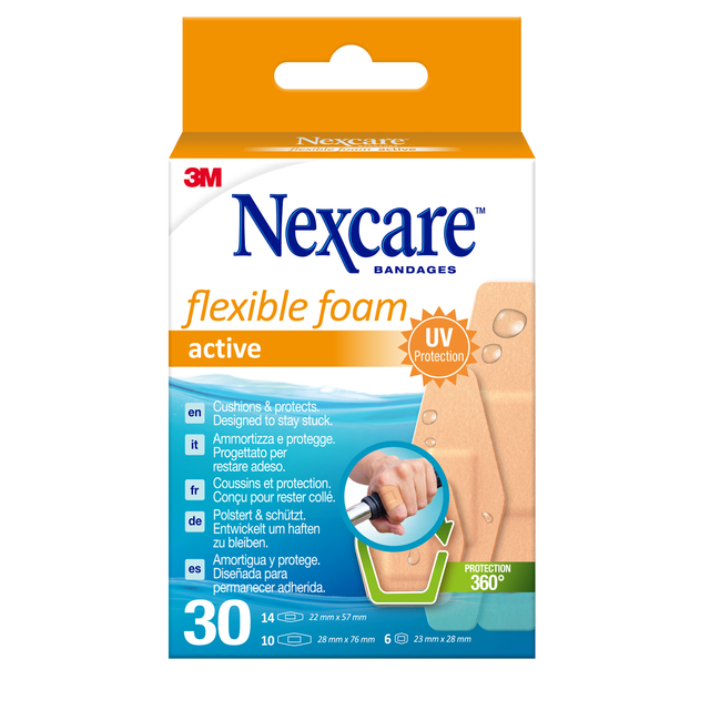 Wondpleister Nexcare active flexible foam waterbestendig 30 stuks assorti afbeelding