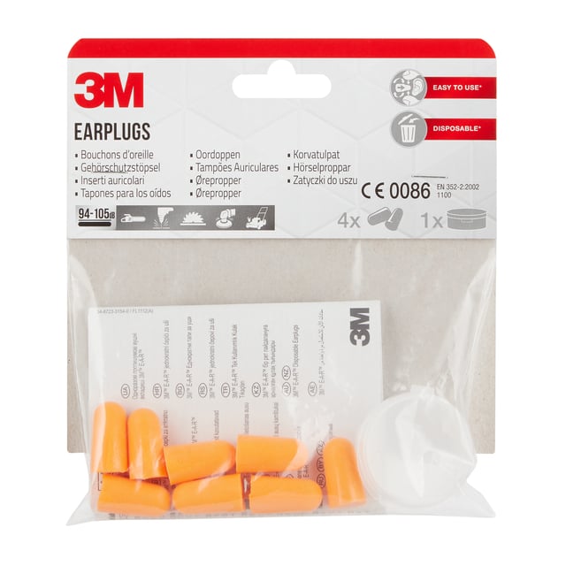 Oordoppen 3M 1100 met opbergdoos 4 paar 94-105db afbeelding