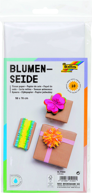 Zijdevloeipapier Folia 50x70cm 20gr nr00 wit 10 vel afbeelding