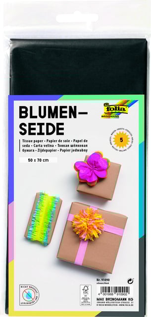 Zijdevloeipapier Folia 50x70cm 20gr nr90 zwart 5 vel afbeelding