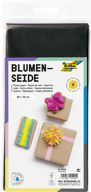 Zijdevloeipapier Folia 50x70cm 20gr nr90 zwart 5 vel afbeelding