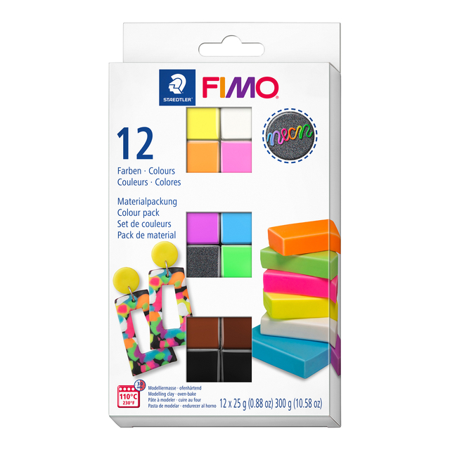 Klei Fimo effect colour pak à 12 neon kleuren