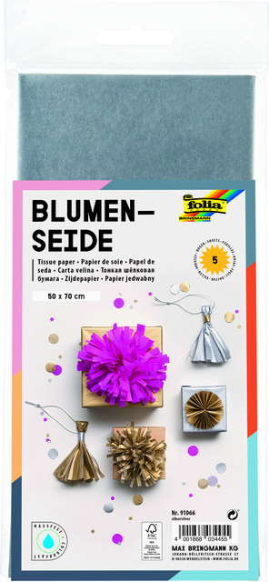 Zijdevloeipapier Folia 50x70cm 20gr nr66 zilver 5 vel afbeelding