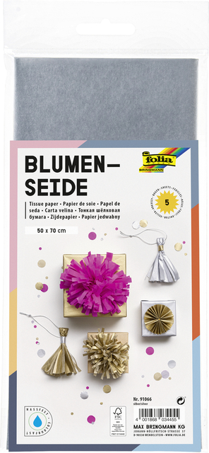 Zijdevloeipapier Folia 50x70cm 20gr nr66 zilver 5 vel afbeelding