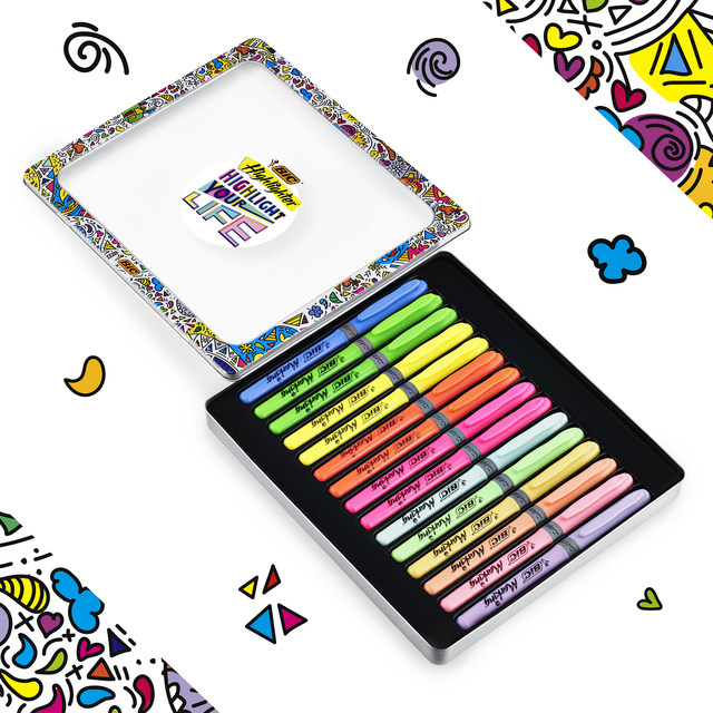 Markeerstift Bic grip Highlight your life assorti blik à 15 stuks — Foto 2 van 2