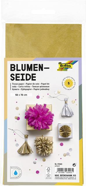 Zijdevloeipapier Folia 50x70cm 20gr nr65 goud 5 vel afbeelding