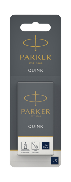 Inktpatroon Parker Quink blauwzwart blister à 5 stuks afbeelding