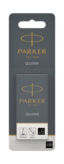 Inktpatroon Parker Quink zwart blister à 10 stuks afbeelding