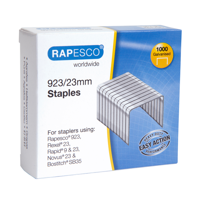 Nieten Rapesco Heavy Duty 923 23mm 1000 stuks zilver afbeelding